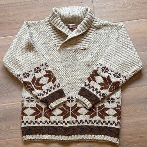 Classic Turtleneck Sweater in Cream and Brown